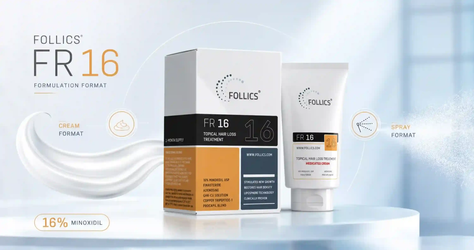 Follics FR16 cream vs spray